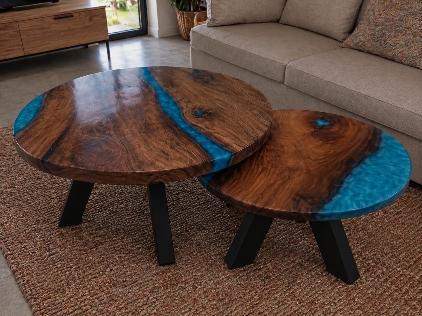 Double Resin River Coffee Table